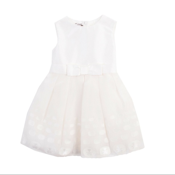 NWT Le Bebe Infant Girl Ivory Silk Bland Aline Jacquard Dress- 6 Months - Picture 1 of 16